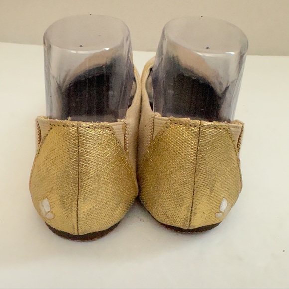 Reef Tropic Ballet Flats Womens Gold Tan Tweed Linen Slip On Almond Toe Size 9 - Picture 4 of 10
